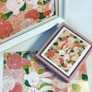 Rose Flower Couple Puzzle Blue Card