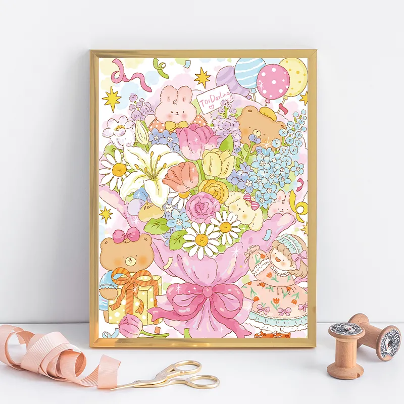 To my dear flower puzzle blue card