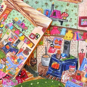 Warm Color Relaxation Pavilion Puzzle Blue Card