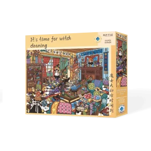 The Witch's Big Clean 500 Piece Blue Card Puzzle