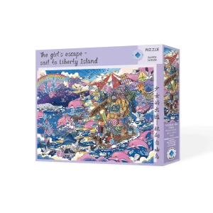 The girl's escape headed towards Freedom Island with 500 blue cards.