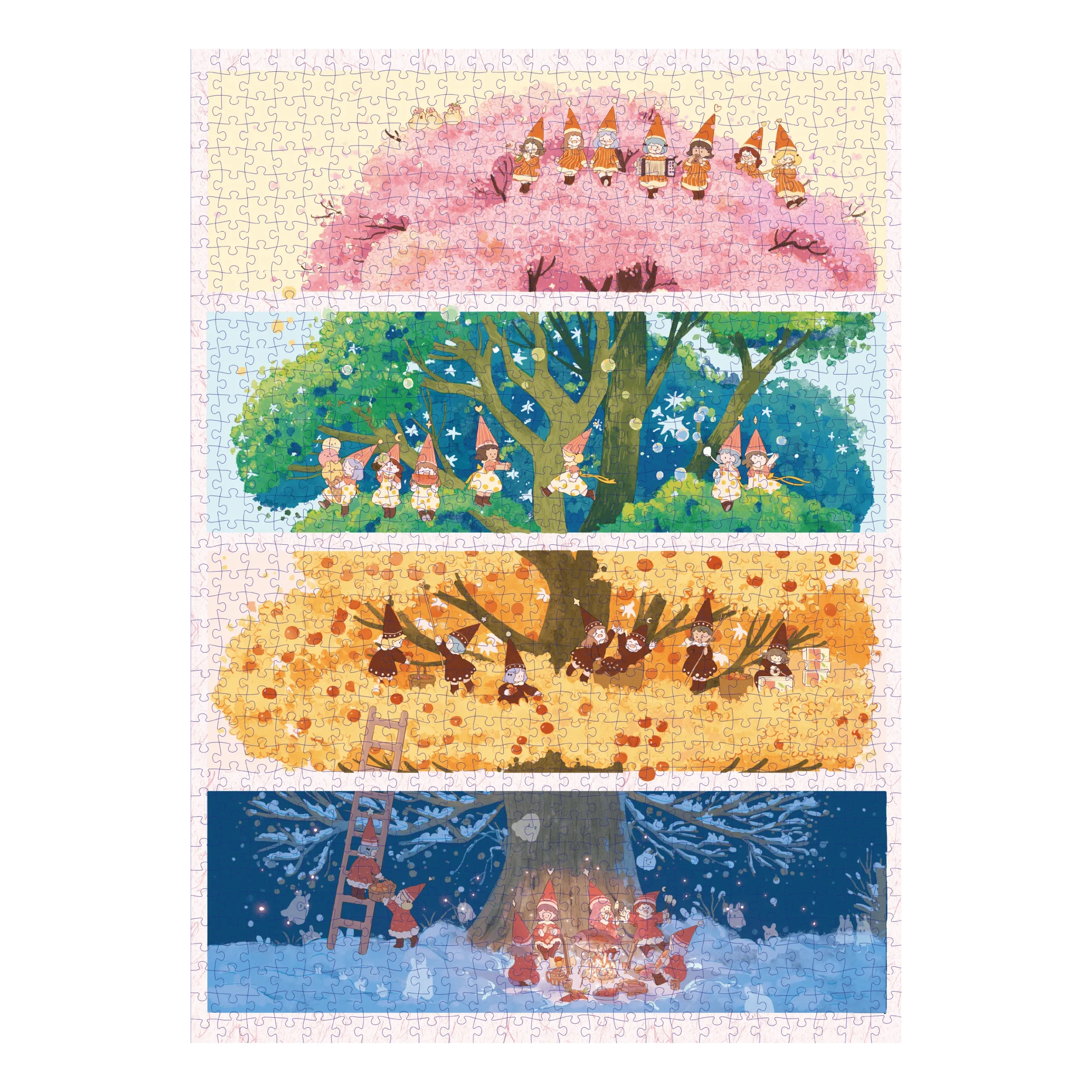 Four Seasons Tree Puzzle 1000 Pieces Blue Card - 图片 2